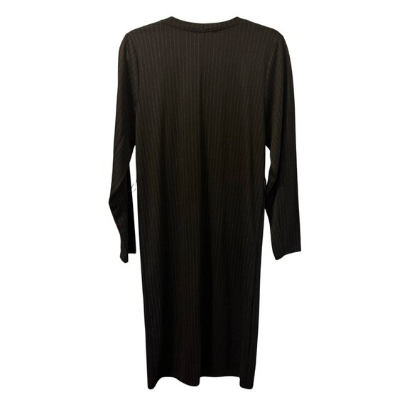 Zara Basic Black Pinstripe Long Sleeve Dress With Pockets Sz S Dress - Picture 11 of 12